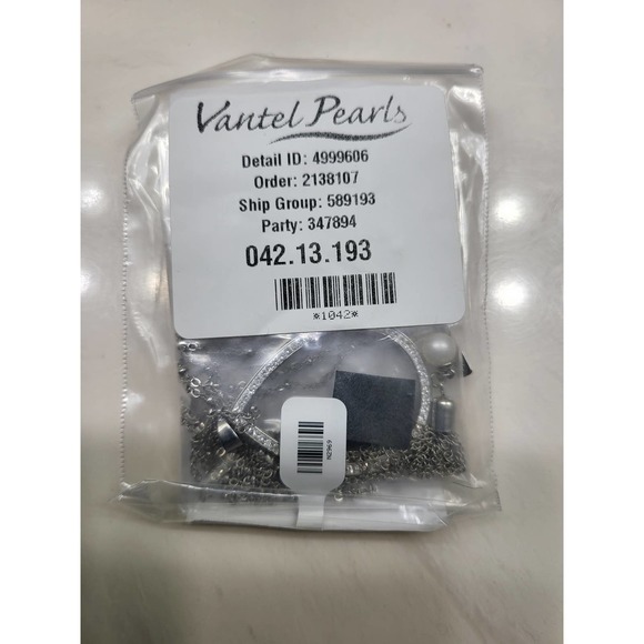 RARE Vantel Pearls Silver Teardrop Tassel Necklace White 7 - Picture 3 of 3